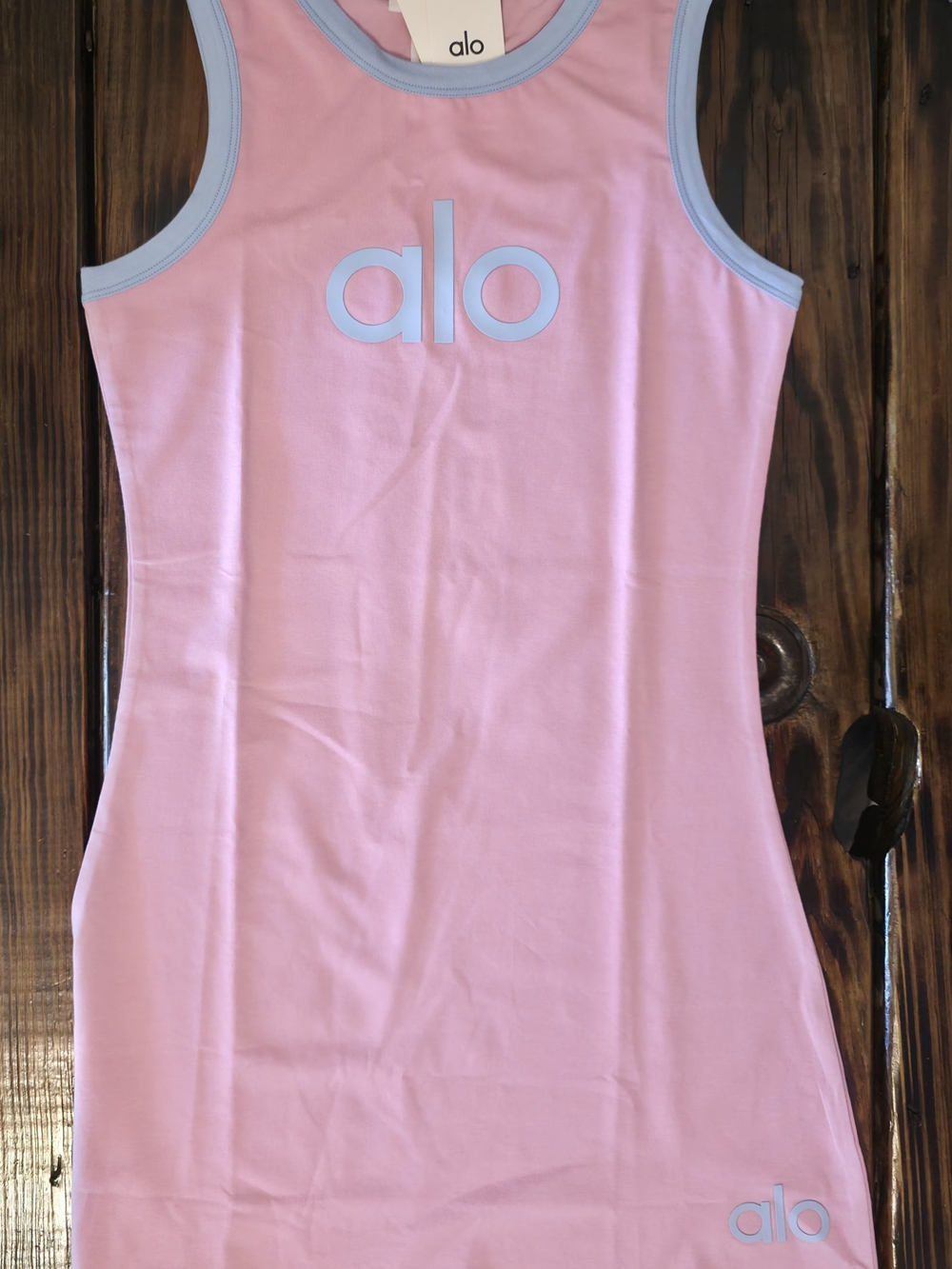 ALO Yoga Pink Mini Dress with Light Blue Trim S-2XL